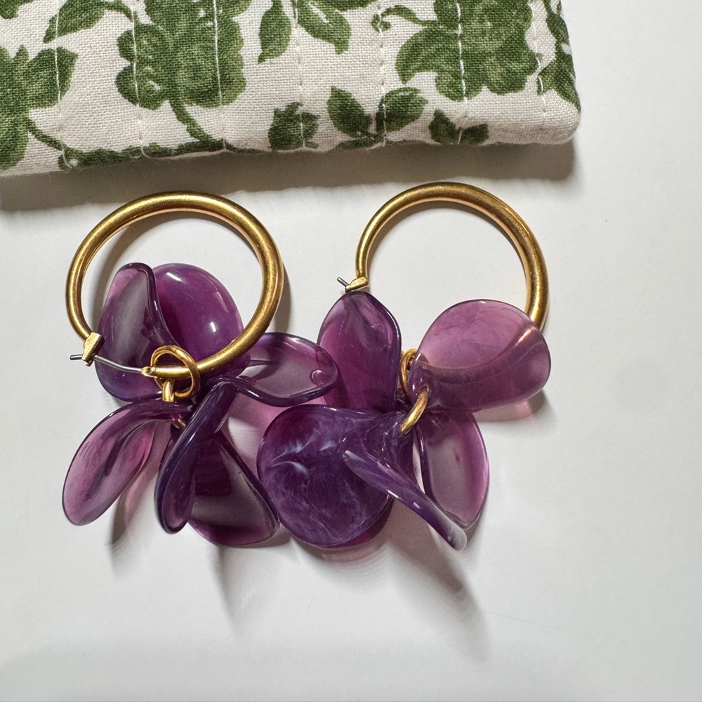 Sezane Purple Flora Hoops Earrings